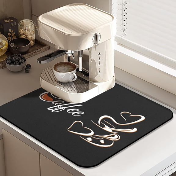 Coffee Mat - Fashion Absorbent Coffee Bar Mat - Drying Mat Waterproof Protects Kitchen - Coffee Maker Kitchen Bar Counter Decor 16x18inch