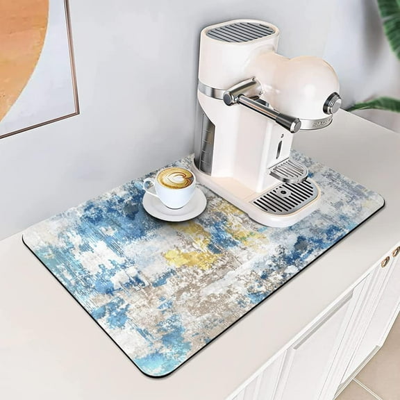 Coffee Mat - Fits Most Drip Coffee Makers and Small Appliances, Ideal for Coffee Bar Accessories,Dish Drying Mat, and drying mat for kitchen counter (Colorful flower butterfly, 21"x13")