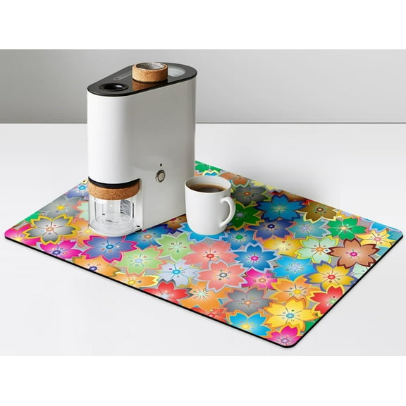 Coffee Mat Hide Stain Absorbent Dish Drying Mat for Kitchen Counter - Dish Drying Matt Coffee Bar Mat Accessories Fit under Coffee Maker Coffee Machine Coffee Pot Espresso Machine Dish Rack 19"x12"