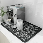 Coffee Mat, Hide Stain Coffee Bar Mat for Countertop, Rubber Backed Dish Drying Mat for Counter, Absorbent Coffee Bar Accessories Fit Under Coffee Maker Espresso ME Machine-17"x31.5"