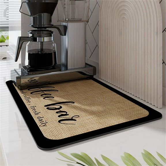 Coffee Mat Hide Stain Rubber Backed Absorbent Dish Drying Mat for Kitchen Counter-Coffee Bar Accessories Fit Under Coffee Maker Coffee Machine Coffee Pot Espresso Machine Dish Rack