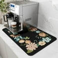thumbnail image 1 of Coffee Mat Hide Stain Rubber Backed Absorbent Dish Drying Mat for Kitchen Counter-Coffee Bar Accessories Fit Under Coffee Maker Coffee Machine Espresso Machine Dish Rack Floral BLACK 12X19, 1 of 6