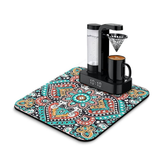 Coffee Mat with Minimalist Design - Premium Diatomite, Non-Slip & Fast Drying Dish Drying Mat for Coffee Bar, Under Machine, Kitchen Counter, Artistic Home Accent, Aesthetic Style