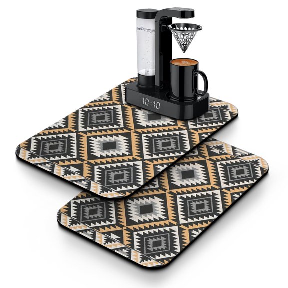 Coffee Mat with Pastoral Style Design - Reusable Diatom Drying Pad with Aesthetic Room Decor Feel, Quick-Dry Counter Mat for Kitchen Sink, Coffee Pot or Espresso Station
