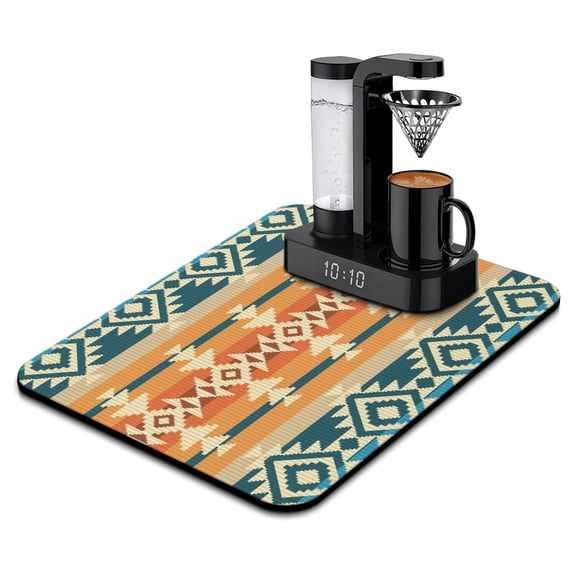 Coffee Mat with Pastoral Style Design - Reusable Diatom Drying Pad with Aesthetic Room Decor Feel, Quick-Dry Counter Mat for Kitchen Sink, Coffee Pot or Espresso Station