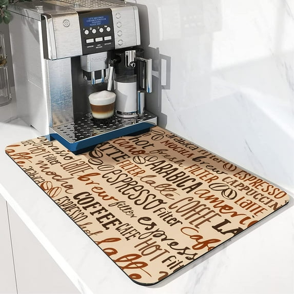 Coffee Mat Rubber Dish Drying Mat For Kitchen Counter Farmhouse Style Art Kitchen Mat St. Patrick''s Day Coffee Bar Accessories Decorative Cookies Coffee Chocolate Dish Drying Pad 18" X 24"