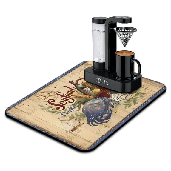 Coffee Mat, Vintage Chef Kitchen FoodCoffee Bar Mat for Countertop, Rubber Backed Dish Drying Mat for Counter, Absorbent Coffee Bar Accessories Fit Under Coffee Maker Espresso Me Machine 18x24in