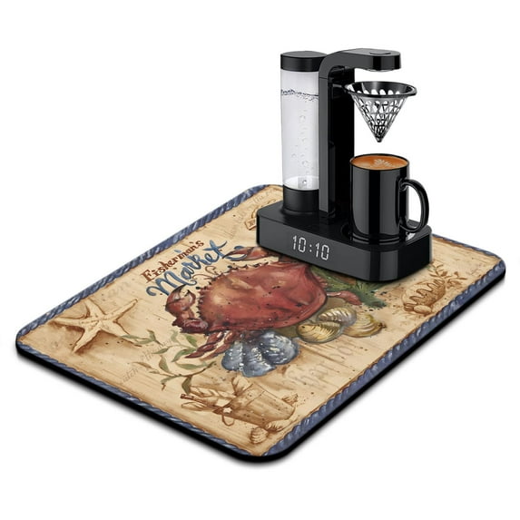 Coffee Mat, Vintage Chef Kitchen FoodCoffee Bar Mat for Countertop, Rubber Backed Dish Drying Mat for Counter, Absorbent Coffee Bar Accessories Fit Under Coffee Maker Espresso Me Machine 18x24in