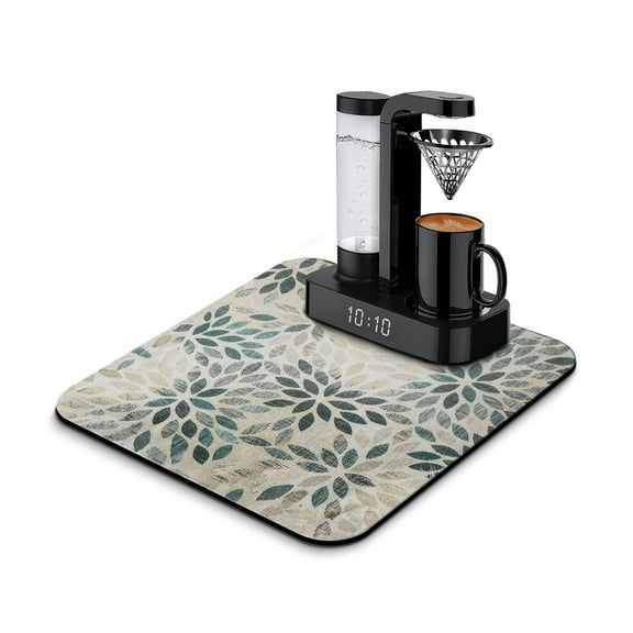 Coffee Mat with Boho Design - Under Coffee Maker Pad for Kitchen Counter, Quick Dry Diatom Mud Mat, Heat-Resistant, Non-Slip Coffee Station Decor