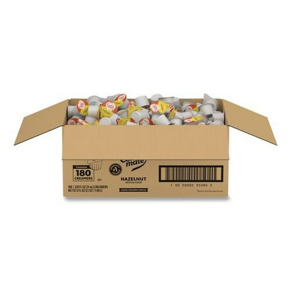 Coffee-Mate 11000374 0.38 oz. Mini Cups Liquid Coffee Creamer - Hazelnut (180/Carton)