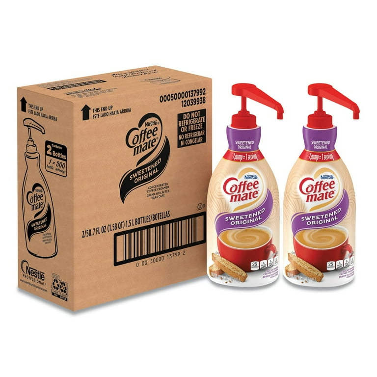 Liquid Coffee Creamer, Sweetened Original, 1.5 Liter Pump Bottle, 2/Carton Liquid Coffee Creamer, Sweetened Original, 1.5 Liter Pump Bottle, 2/Carton