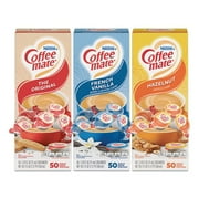 0.38 oz. Mini Cups Liquid Coffee Creamer - French Vanilla/Hazelnut/Original (150/Carton)
