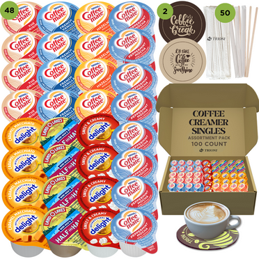 Coffee Mate Coffee Creamer Singles Variety Pack - 100 ct of Peppermint Mocha, Sweet Cream and 5 More Flavored Creamer Singles