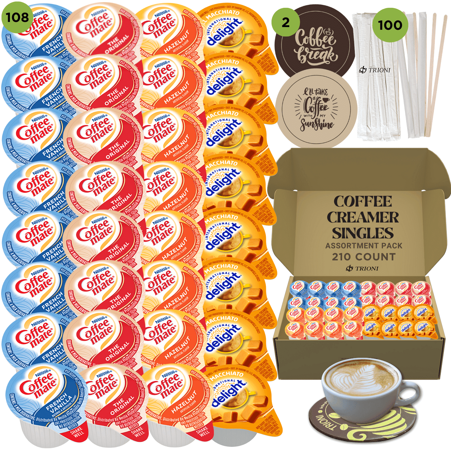 Liquid Coffee Creamer, French Vanilla/Hazelnut/Italian Sweet Creme/Original, 0.37 oz, 200/CT, Ships in 1-3 Business Days Liquid Coffee Creamer, French Vanilla/Hazelnut/Italian Sweet Creme/Original, 0.37 oz, 200/CT, Ships in 1-3 Business Days