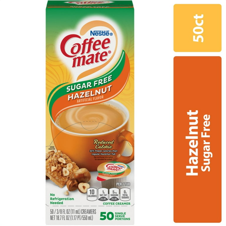 Liquid Coffee Creamer, Zero Sugar Hazelnut, 0.38 oz Mini Cups, 50/Box Liquid Coffee Creamer, Zero Sugar Hazelnut, 0.38 oz Mini Cups, 50/Box
