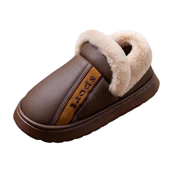 Coffee Men'S Fleece Lined Slippers Closed Toe Thick Cushioned Sole Soft Lining Easy Slip On Warm Fall Winter House Shoes Non Slip Traction Sole Size 46