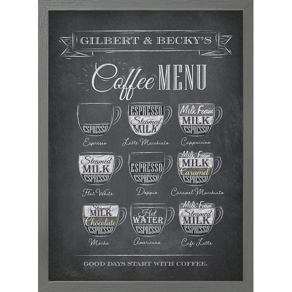 Coffee Menu Board | Personalized Kitchen Print or Framed Print Style A