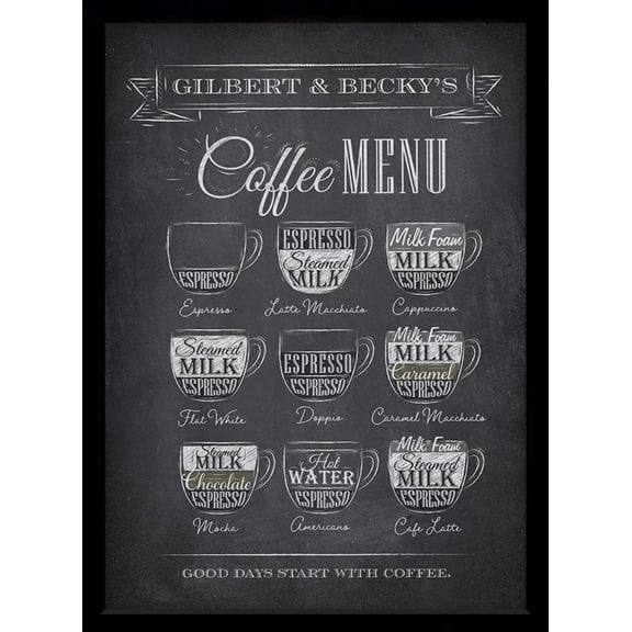 Coffee Menu Board | Personalized Kitchen Print or Framed Print Style A