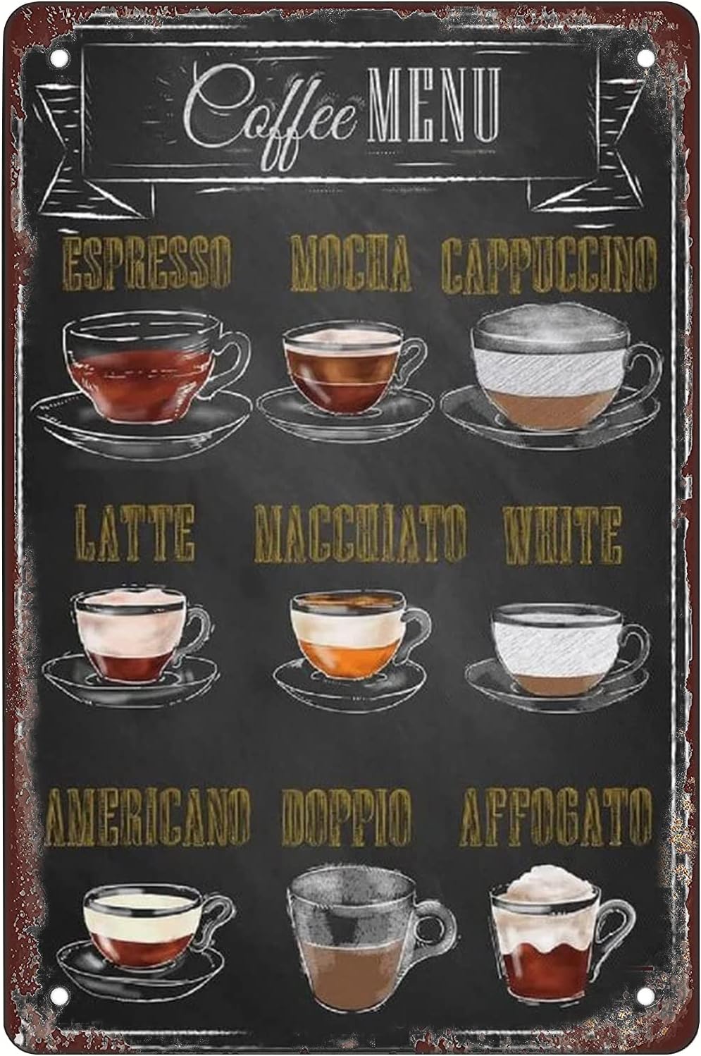 Curated visual reference: Picture Idea: Coffee Menu Metal Tin Sign Funny Novelty Metal Sign Retro