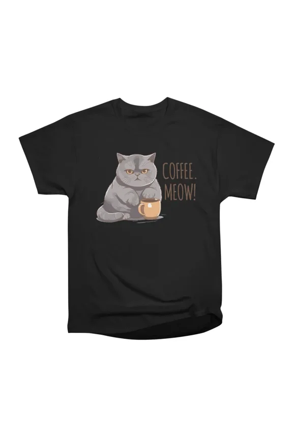 Coffee Meow T-Shirt Tee Gift For Him Merch For Her Apparel For Friend