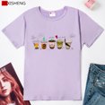 Coffee Milk tea Ice cream Funny Print Women t shirt Summer Casual