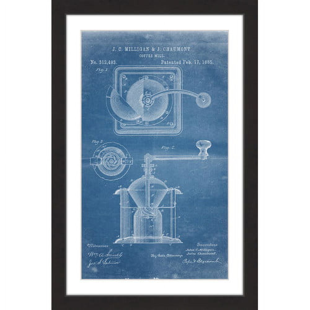 "Coffee Mill 1885 Blueprint" Framed Painting Print
