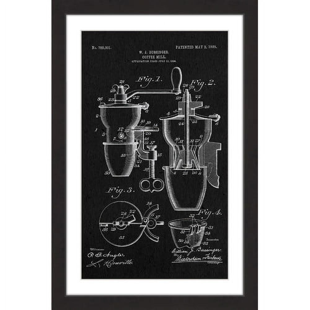 "Coffee Mill 1905 Black Paper" Framed Painting Art Print, 16" x 1.5"