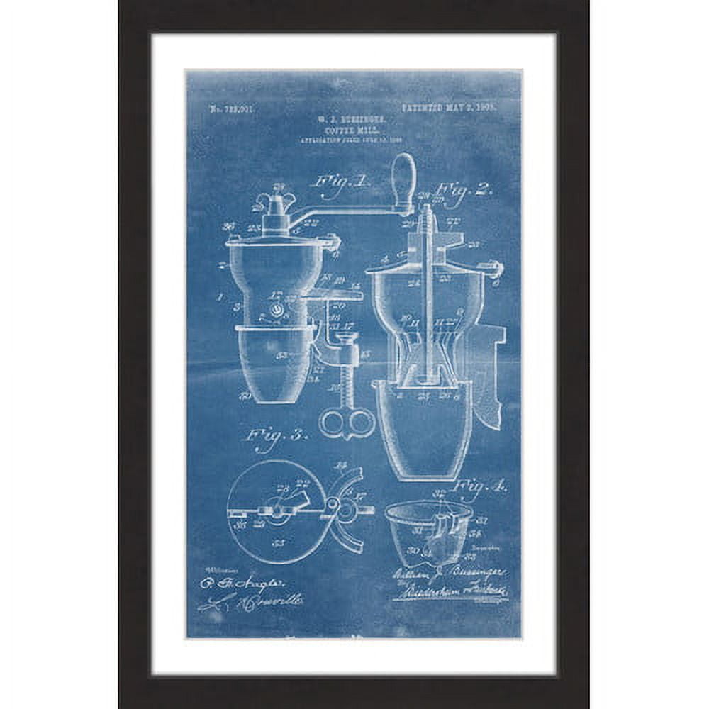 "Coffee Mill 1905 Blueprint" Framed Painting Print