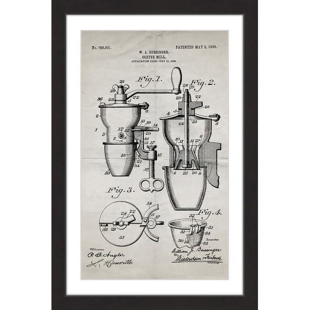"Coffee Mill 1905 Old Paper" Framed Painting Print