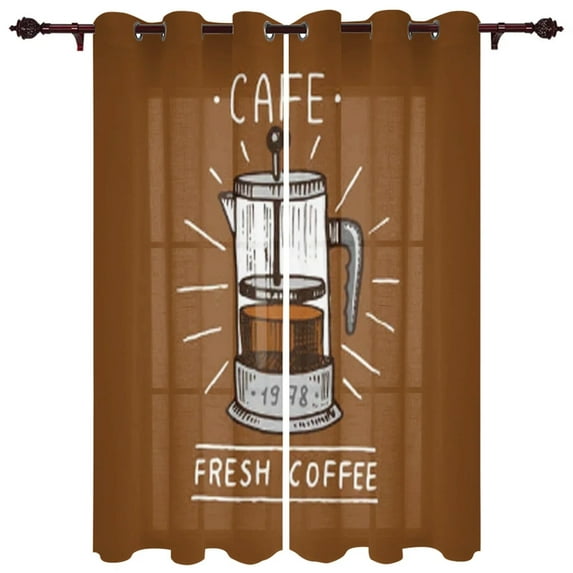 Coffee Modern Vintage Elements Modern Window Curtains Drape For Kitchen Living Room Bedroom Decoration Curtains