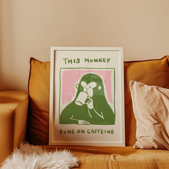 Coffee Monkey Quirky Kitchen Coffee Bar Interior Home Wall Decor