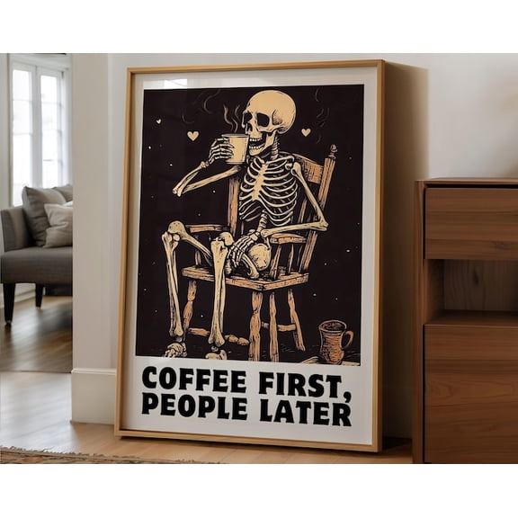 Coffee Moody Retro Wall Art Print, Unframed Paper Poster 24x36in