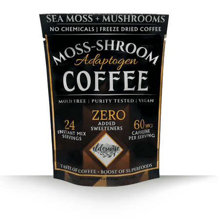 Coffee | Moss-Shroom | Freeze Dried Instant Coffee with Mushrooms and Sea Moss powder - 24 servings
