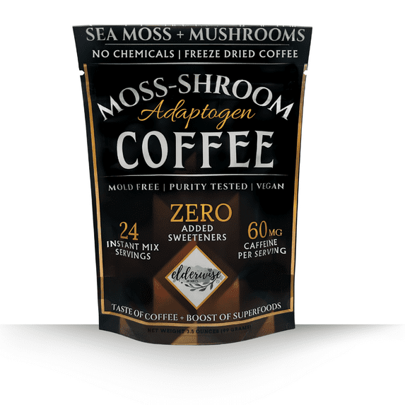 Coffee | Moss-Shroom | Freeze Dried Instant Coffee with Mushrooms and Sea Moss powder - 24 servings