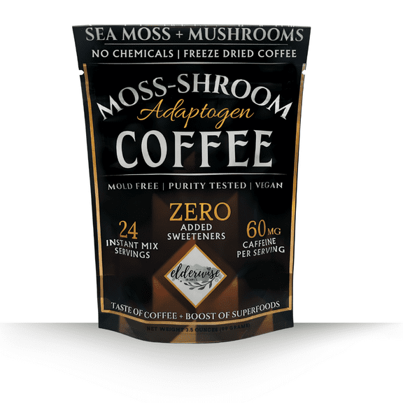 Coffee | Moss-Shroom | Freeze Dried Instant Coffee with Mushrooms and Sea Moss powder - 24 servings