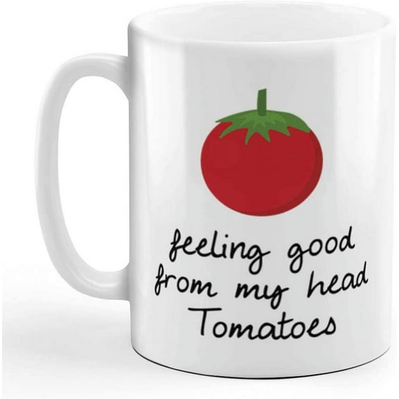Coffee Mug 11 Ounces Feeling Good from My Head Tomatoes Vegetables Ceramic Tea Cup Design Only