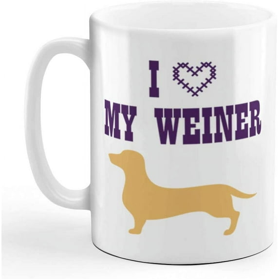 Coffee Mug 11 Ounces I Love My Weiner Dog Lover Pet Ceramic Tea Cup Design Only