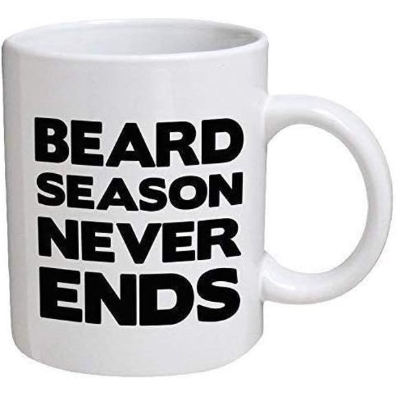 Coffee Mug 11oz- Beard Season Never Ends, Dad, Father Novelty Funny White Ceramic Coffee Mug 11 Oz, Mug