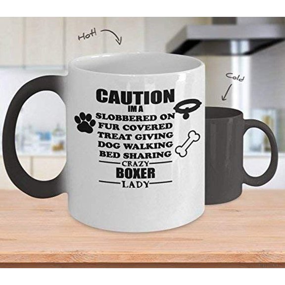 Coffee Mug 11oz-Coffee K Reusable Cups Crazy Boxer Lady (Color Changing) – Boxer Cup is The Perfect Dog – Boxer Mom Gift – Dog Merchandise – Boxer Beagle – Dog Co Best Mug Gifts
