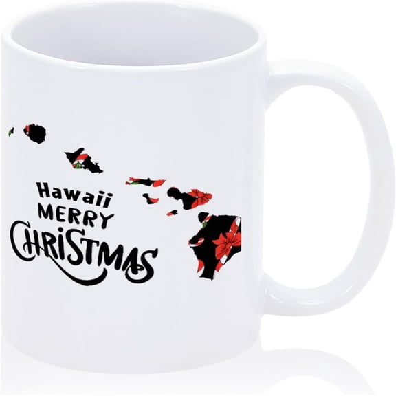 Coffee Mug 11oz Hawaii Coffee Mug US State Map Ceramic Mug Candy Cane Snowflake Drinking Cup Christmas Thanksgiving Halloween Friendship Birthday Presents for Him Or Her