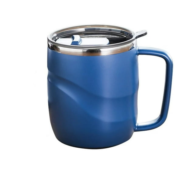 Coffee Mug,14 oz Food Grade Stainless Steel and Healthy PP Material with Handle and Cup Lid,Cup Body Anti-Scalding,Ideal For Enjoying A Drink or As A Gift For A Loved One(Navy Blue)