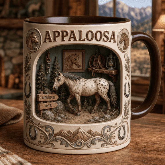 Coffee Mug Appaloosa Mountain Trail Ceramic Morning Coffee Cup for Horse Lovers