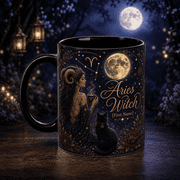 Coffee Mug Aries Celestial Witch Personalized Name Gift for Zodiac Fans