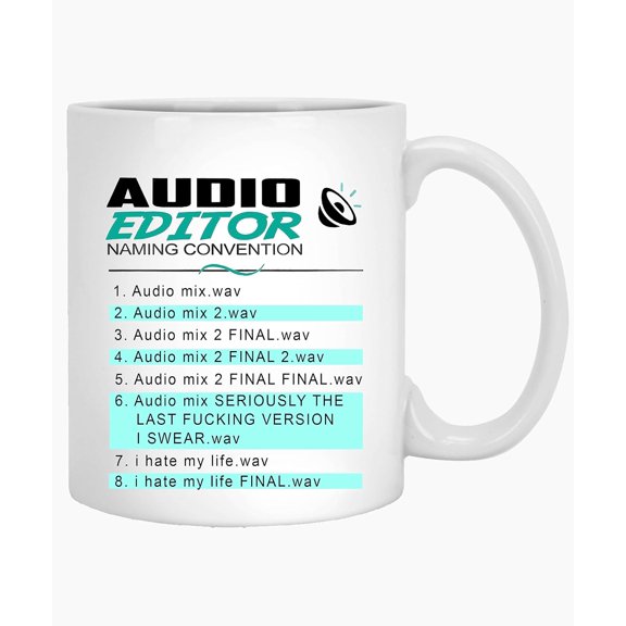 Coffee Mug Audio Editor Naming Convention - Funny Coffee Mug for Audio Editor 11oz White Mug 374702