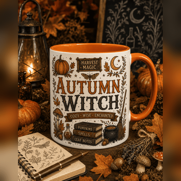Coffee Mug Autumn Witch Ceramic for Coffee and Tea Fall Gift