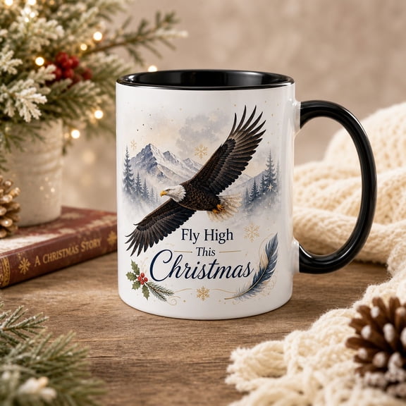 Coffee Mug Bald Eagle Christmas Ceramic Cup for Holiday Coffee Eagle Lover Gift