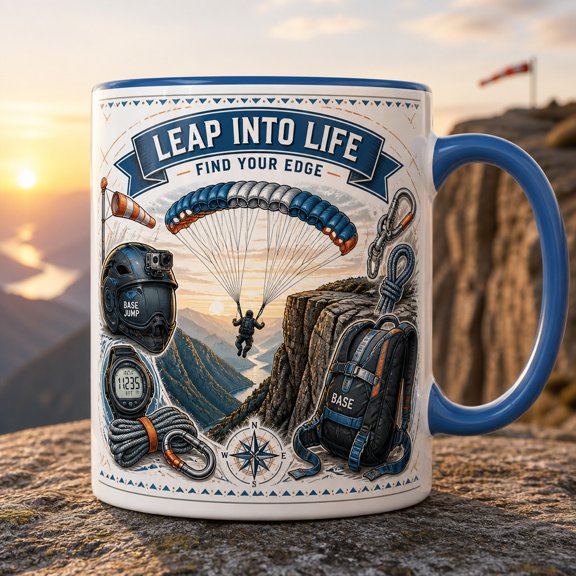 Coffee Mug Base Jumping Adventure Graphic for Morning Coffee Christmas Gift for Jumpers