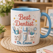 Coffee Mug Best Dentist Personalized Ceramic Desk Cup Appreciation Gift for Dental Office