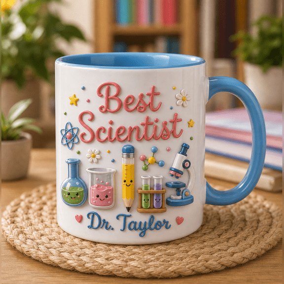Coffee Mug Best Scientist Personalized Ceramic for Desk Science Teacher