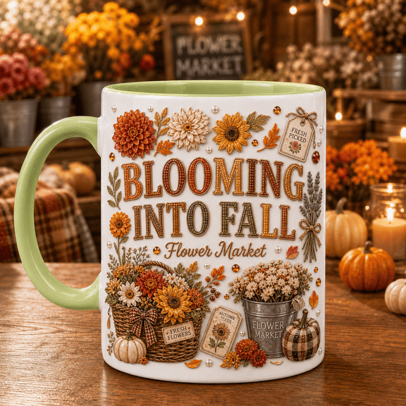 Coffee Mug Blooming Into Fall Flower Market Ceramic Drinkware for Thanksgiving Gift Giving